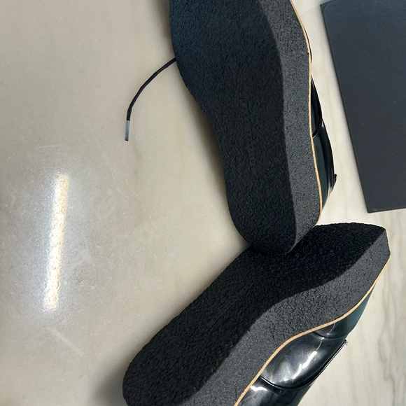 Zara Trafaluc Creeper Platform Oxford Shoe Women size 6 1/2 Black Patent Lace Up - Picture 9 of 11